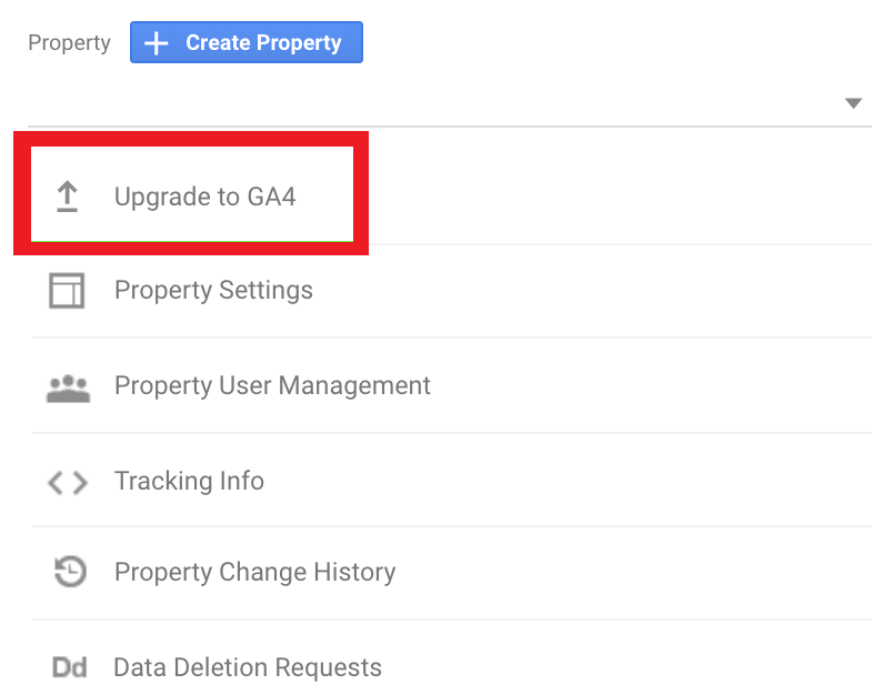GA4 Admin - Upgrade to GA4